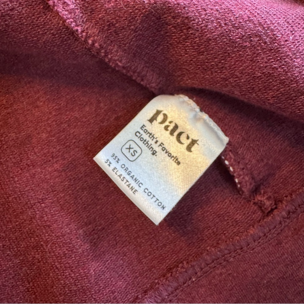 Pact Women Burgundy Heathered Full Zip Hoodie Organic Cotton Elastane Size XS - Picture 5 of 5